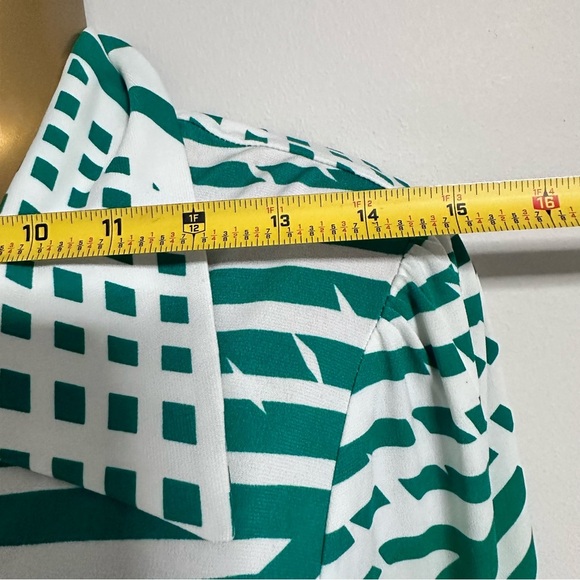 Laundry By Shelli Segal Green and White Geometric Dress XL 14-16 - Picture 4 of 9